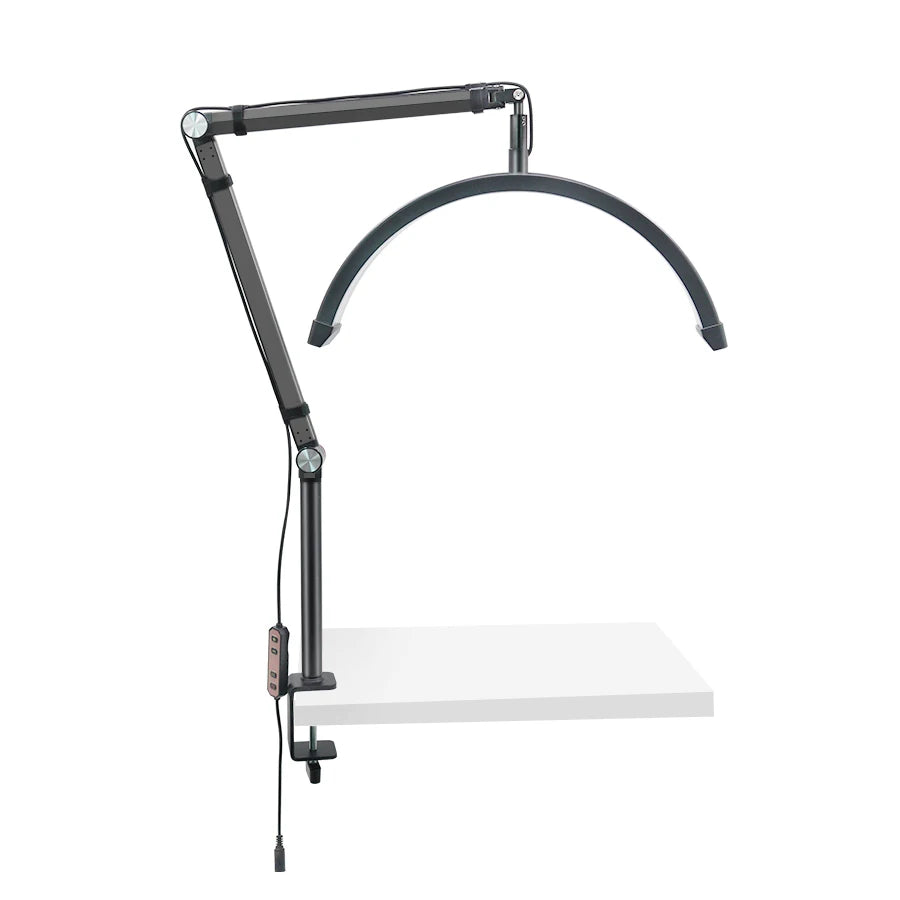 Wholesale 16-inch UV LED Nail Table Lamp from China Half Moon and Lash Arch Light with Adjustable Phone Clip Clamp