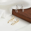 Dainty Bow Gold Plated Earrings CZ Bow-tie Ribbon Delicate Hoop Earrings Trendy Silver Non Tarnish Earrings for Women