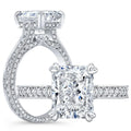 Solid 18k White Gold  Jewelry Luxury 4 Ct 8*10mm Radiant Cut  Moissanite Diamond D Color Micro Pave Eternity Wedding Ring
