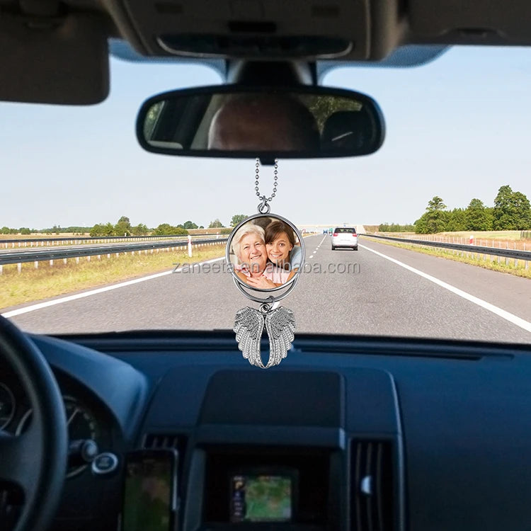Custom Double Sides Blank Sublimation Angel Wing Car Charm Decoration Hanger