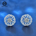 XEA005 Fashion Genuine Hollow 925 Sterling Silver 0.5ct Moissanite Diamond Snowflake Stud Earrings for Wedding Fine Jewelry