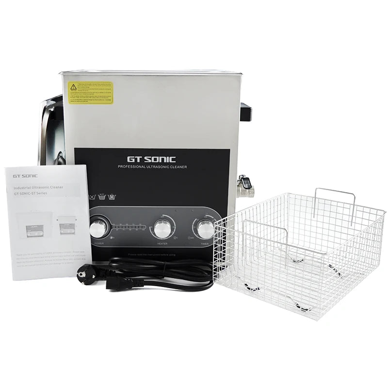 New GT SONIC Electric Digital Heated 300W Adjustable Power 13L 40KHz Industrial Ultrasonic Cleaner Stainless Steel SUS304 Tank