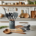 Silicone Non-Stick Kitchen Utensil Set Stylish Heat Resistant Cookware Including Spatula Spoon Non-Toxic Accessory