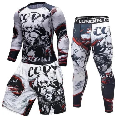 Wholesale Sublimation Printing Compression Shirts Shorts Pants Leggings Custom OEM MMA LOGO Printed Rash Guard Set