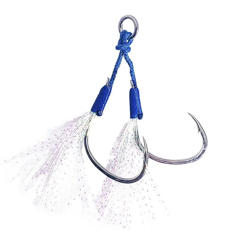 TAKEDO  Sea Fishing 1# - 4/0 High Carbon Steel Assist Fishing Hook Double Jig Hook Barb Fishhook for Spanish Mackerel Bsaa Tuna