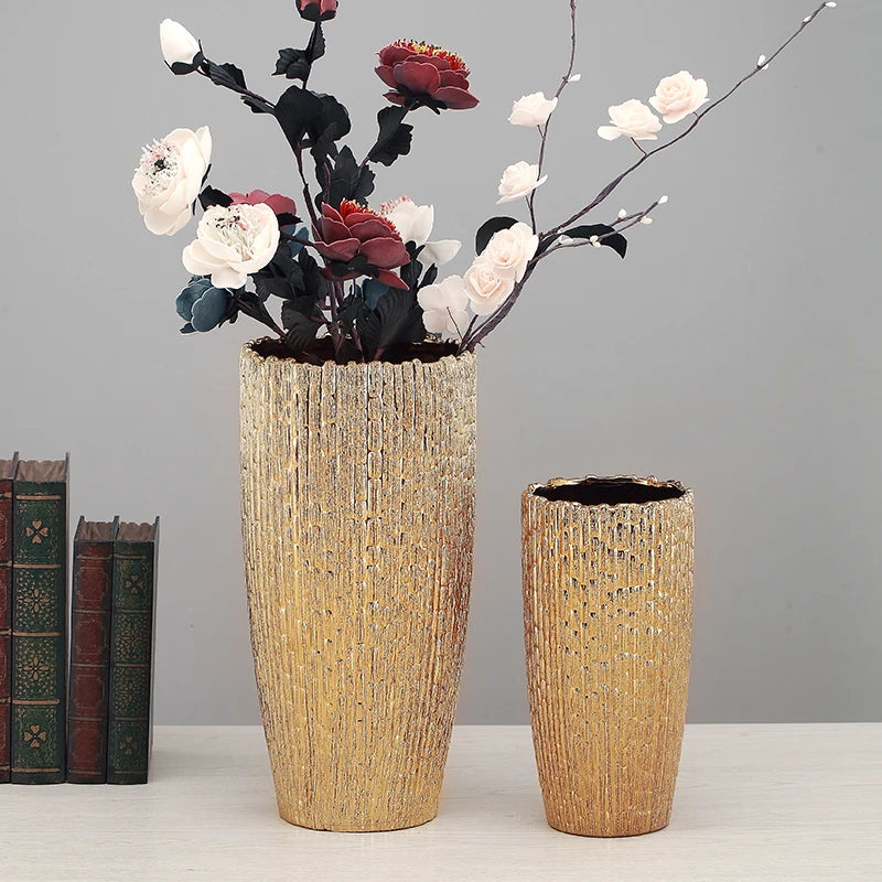 High Quality Gold Modern Flower Vase for Tabletop Arrangements Luxury Decoration for Living Room