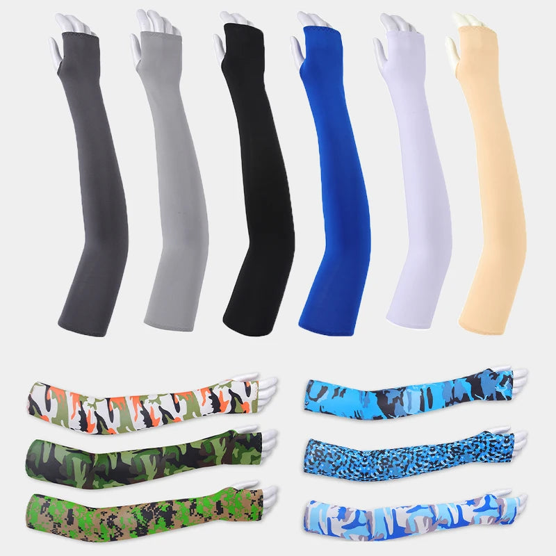 Wholesale Summer Outdoor Sunscreen Sports Long Elastic Quick-Dry Polyester Cooling Cycling Arm Sleeves