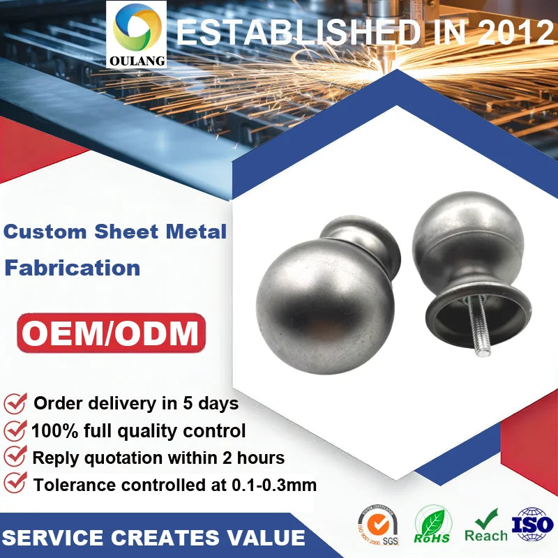 Oulang Custom Iron Bed Hardware Accessories Retro European Stamped Column Head Ball & Pipe Cover Caps