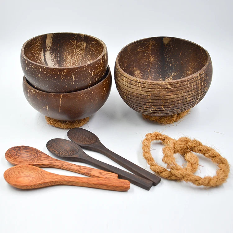 Bamboo Coconut Smoothie Bowls and Coconut Spoons Gift Set