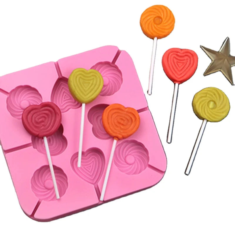 New Best-selling DIY 8-link Love Circle Lollipop Silicone Mold Without Stick DIY Baking Cycle Cake Mold