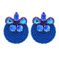 2024 New Models 9 Colors African American National Rope Woven Round Crystal Earrings Inlaid Colored Jewelry