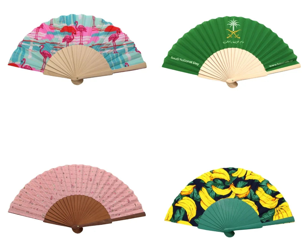 New Arrival Customized Printing Decoration Bamboo Hand Fans Custom Printed Bamboo Large Hand Folding Fan for Promotional Gifts