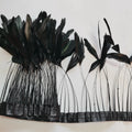 Stripped Coque Feather Fringe Rooster Tail Feather Trim for Millinery Costume Garment