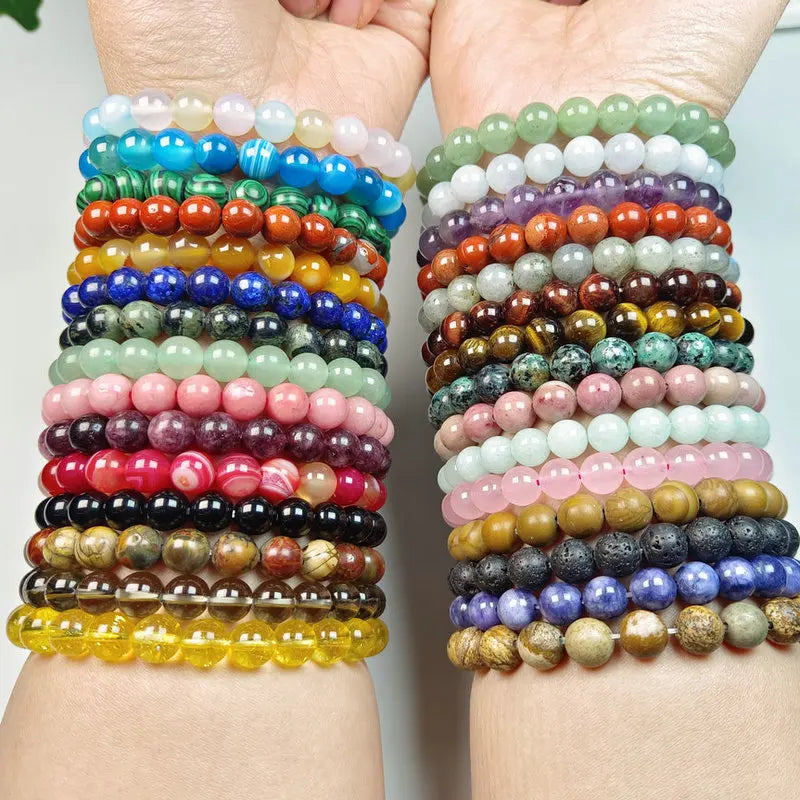 4mm 6mm 8mm 10mm Gemstone Bracelets Yoga Reiki Friendship Inspirational Healing Charm Bracelet for Women Men Drop Shipping
