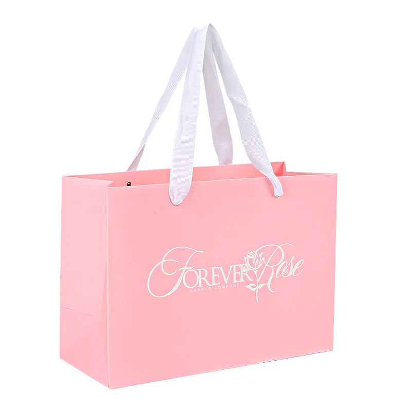 Custom Brand Printed Boutique Ribbon Rope Paper Bags for Clothing and Shoes Shopping
