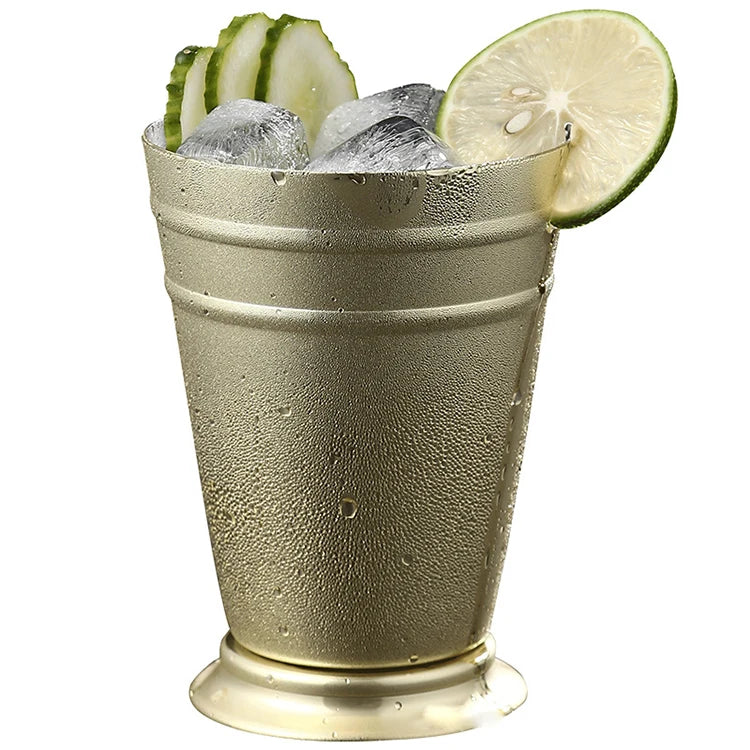 400ML Conical Double Line Metal Stainless Steel Specialty Mojito Cocktail Mint Julep Cup for Bar Party