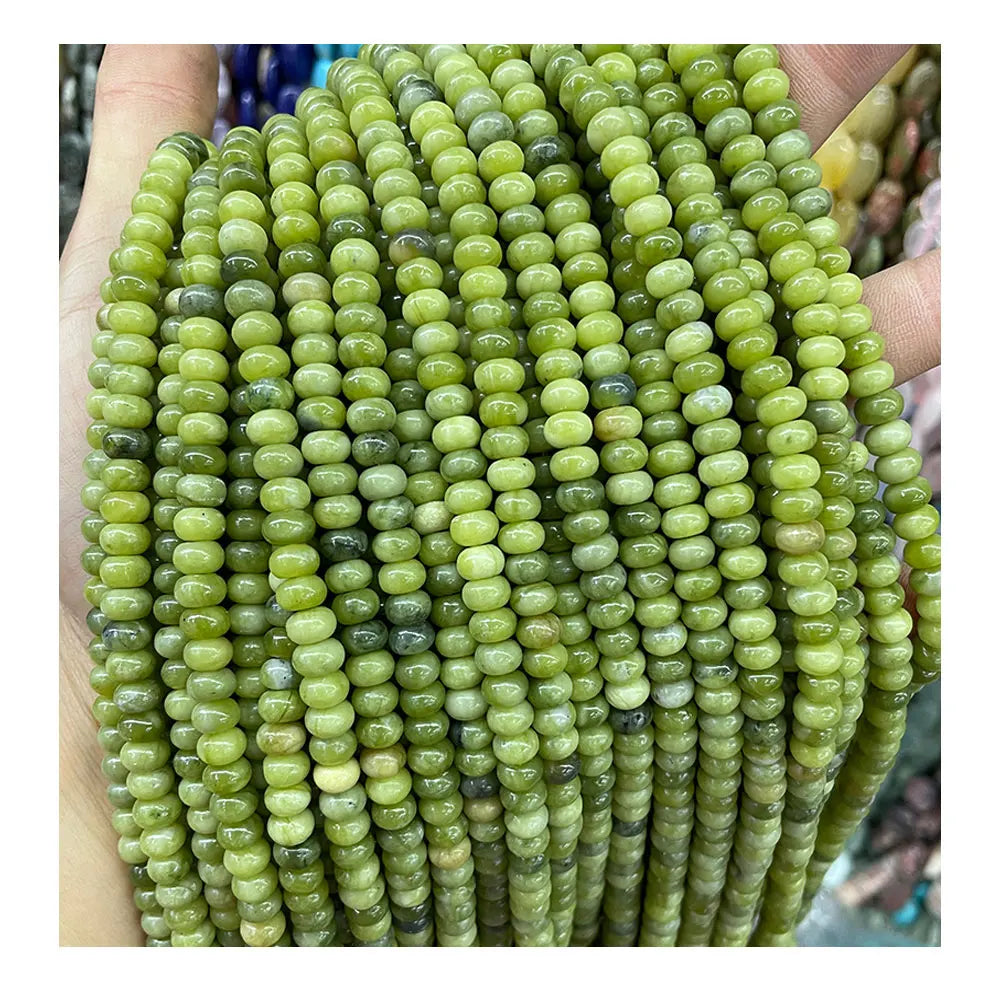 Natural Gemstone Abacus Shape Loose Peridot Olivine Stone Rondelle Spacer Beads for Jewelry Making