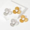 New Arrival Party Valentines Gift Jewelry Stainless Steel Gold Plated Women'S Pearl Big Flower Stud Earrings