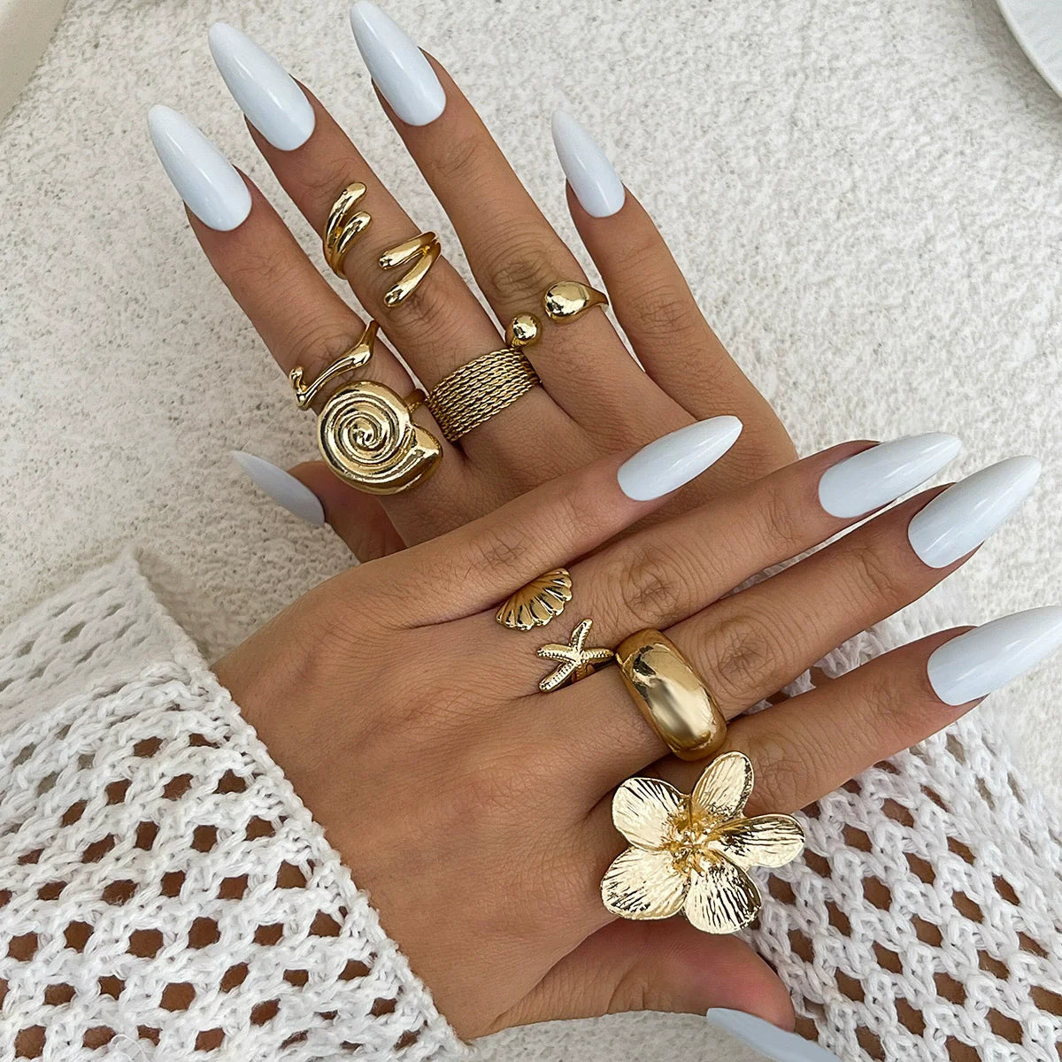 Fashion Flower Womens Rings Gold 18k Set for Women Wholesale NJ2205121