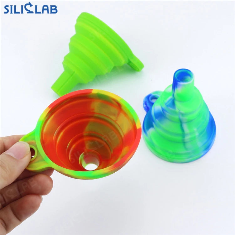 Integrated Multi Sized Connection Port Funnel Foldable Kitchen Tool Liquid Transfer Silicone Funnel