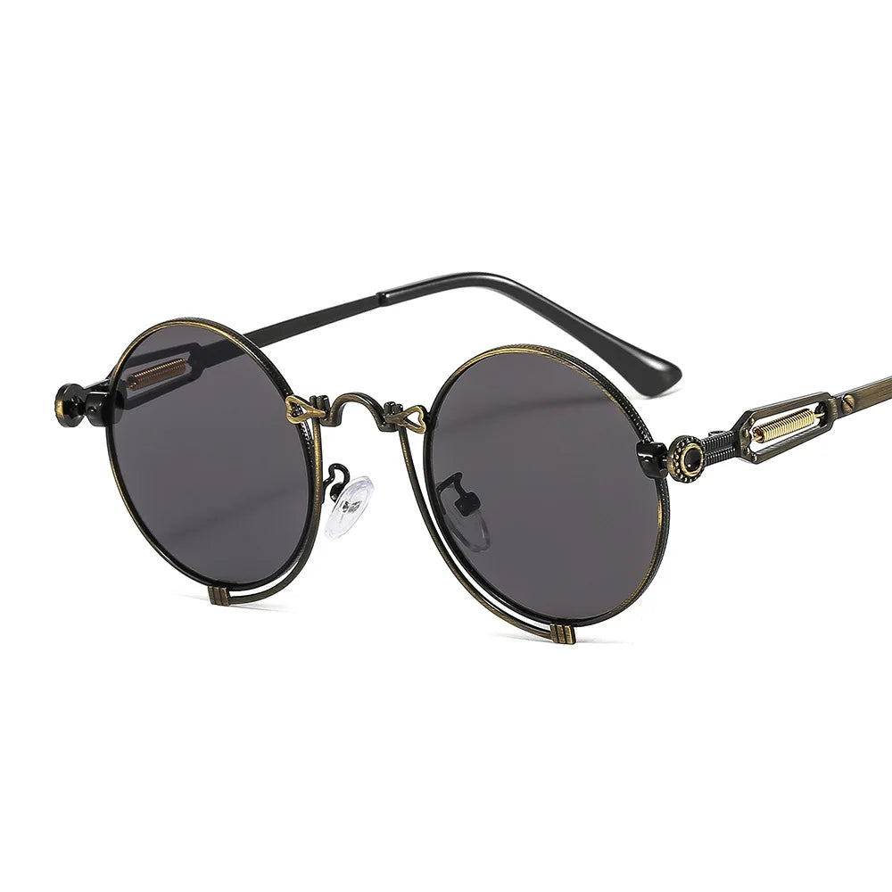 2022 New Punk Gothic Metal Frames Round Glasses Sunglasses Men Women Retro Shades Sunglasses