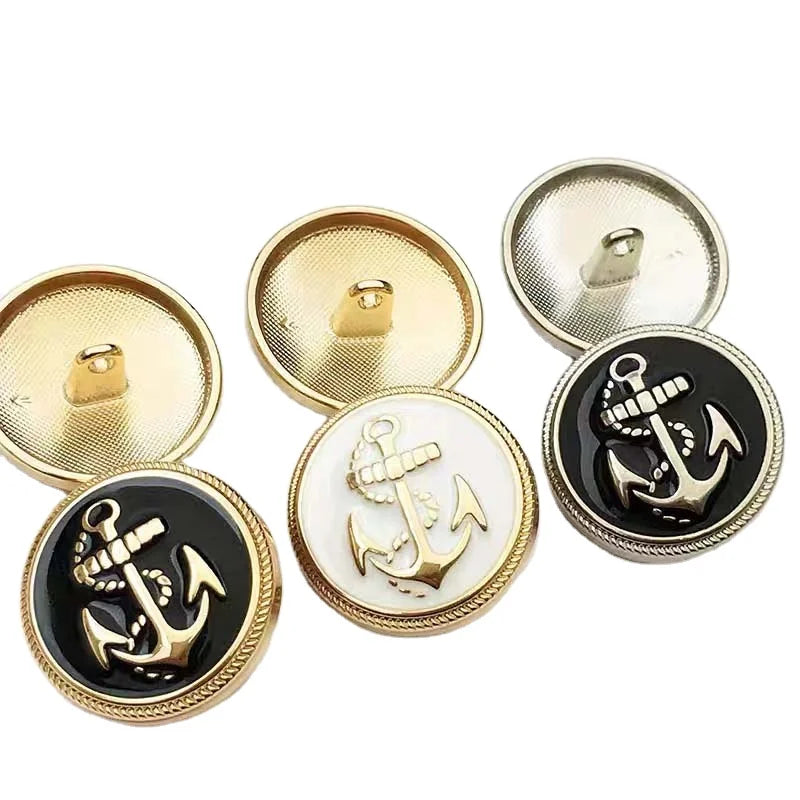 Fashion Woolen Coat blazer Designer Round Metal Drip Shank Button Gold Black White Casual Suit Anchor Embossed Garment Button