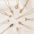 Women's 18K Gold PVD Plated Stainless Steel Necklace Link Chain Crystal Zirconia CZ Peanut Lock Key Eye Mermaid Fishtail Pendant