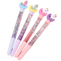 2021 Promotional Colorful Sparkle Pen Drift Sand Cute Cartoon Oil Liquid Filled Glitter Float Kawaii Pen with Logo