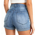 Calvera Summer Women Low Waist Shorts Mini Jeans Denim Shorts Washed Ripped Hole Distressed Fashionable