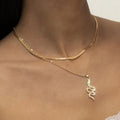 SC Attractive Gold Necklaces Micro Diamond Layered Necklace Shiny  Simple Retro Flat Snake Chain Necklace for Women