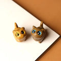 Wooden Cute Cat Green Sandalwood Carved Curious Cat Animal Creative Handheld Ornament Birthday Gift Home Decoration