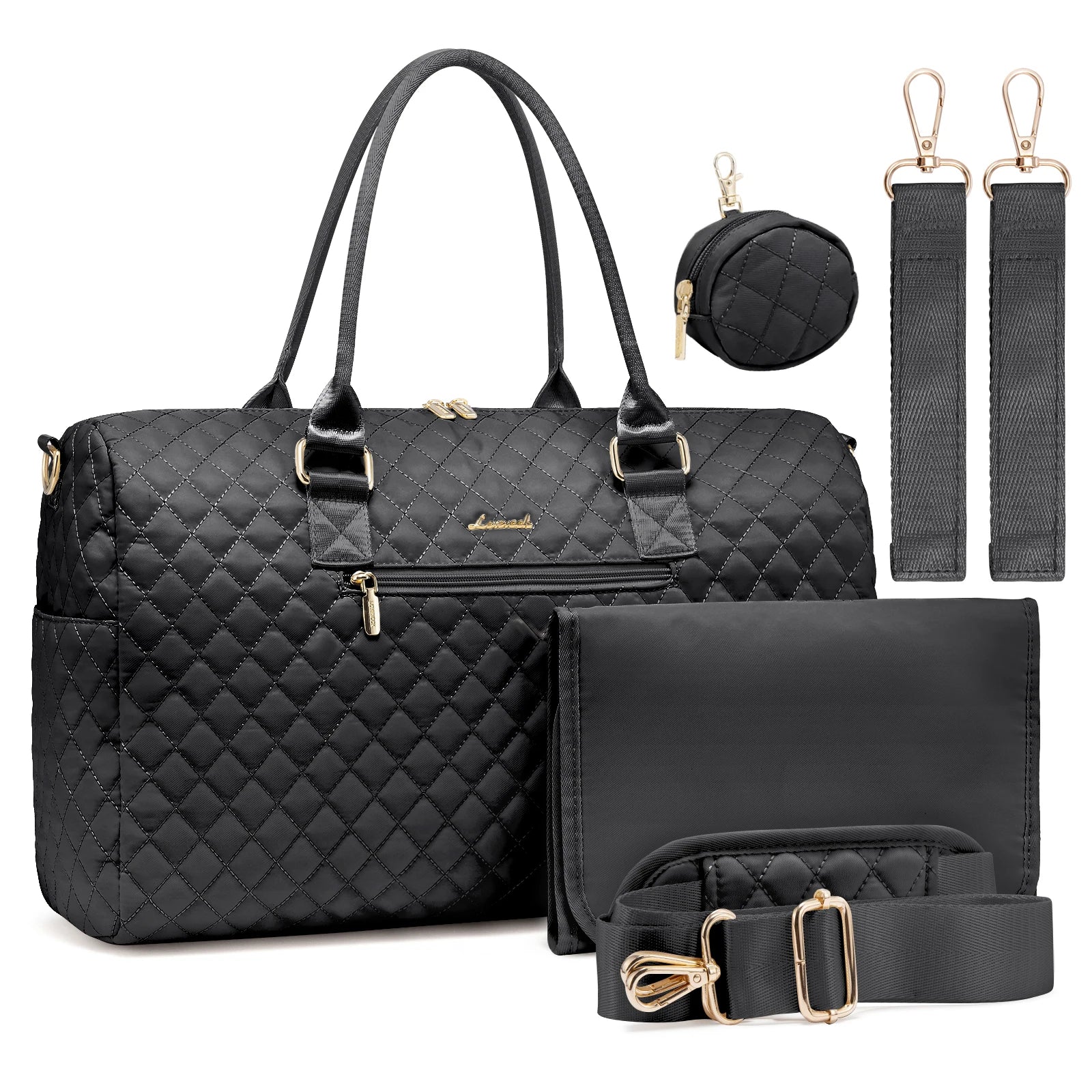 LOVEVOOK Portable Diaper Bag With Changing Pad and Pacifier Case Large Capacity  Fashion Weekender Travel Duffel Bags