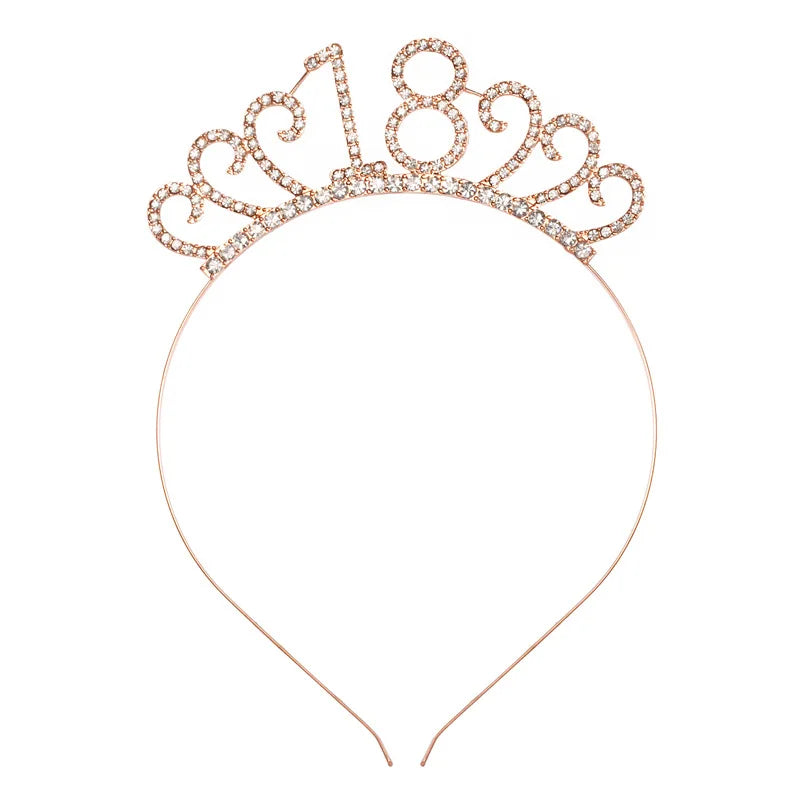 Wholesale Cheap 18th Birthday Party Crown Tiara Rhinestone Hair Accessories Hairband for Adults and Kids Made of Alloy