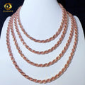 Wholesale Rope Chain Solid 18K Real Gold Plated 925 Sterling Silver VVS Moissanite Iced Out Clasp Rope Chain Necklace