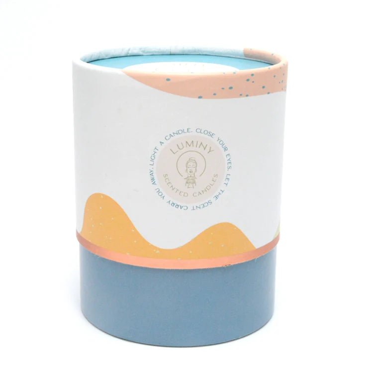 Luxury Black Kraft Custom Logo Lid Recycled Materials Stamping Paper Round Tube Cylinder Candle Gift Box
