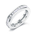 Fine Jewelry 925 Sterling Silver Wedding Band Rhodium Plated Channel Set Cubic Zirconia Gemstones Eternity Rings Women Party