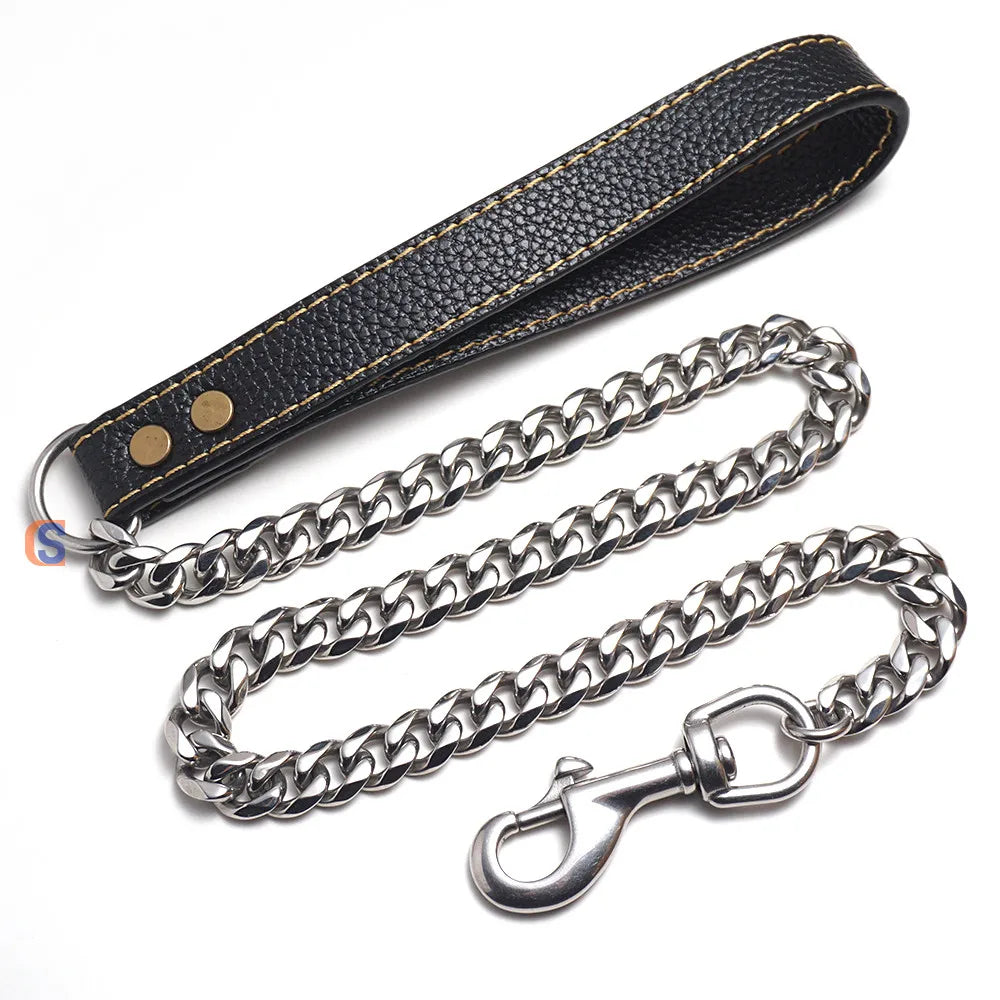 Hot Sale Personalized Stainless Steel Christmas Gift Designer Dog Collar Half Chain Leash with Buckle Closure for Big Dogs