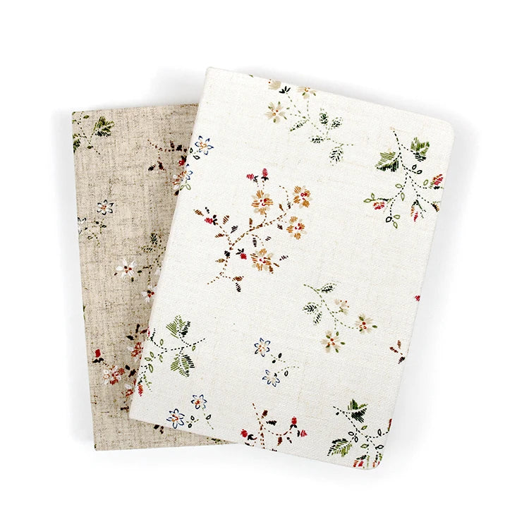 Flower Custom Design Fabric Cover Dotted Manifestation Journal Notebook