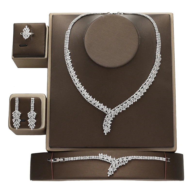 Jewelry Set Classic Luxury Zirconia Necklace Bracelet Earrings Ring Wedding 4pcs Jewelry Sets Exquisite Set BN8211 Bisuteria