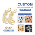 2023 Trend Jewelry C Design Shine Moissanite Diamond Hoop 18K Gold Jewelry Manufacturer Diamond Earrings 925 Sterling Silver
