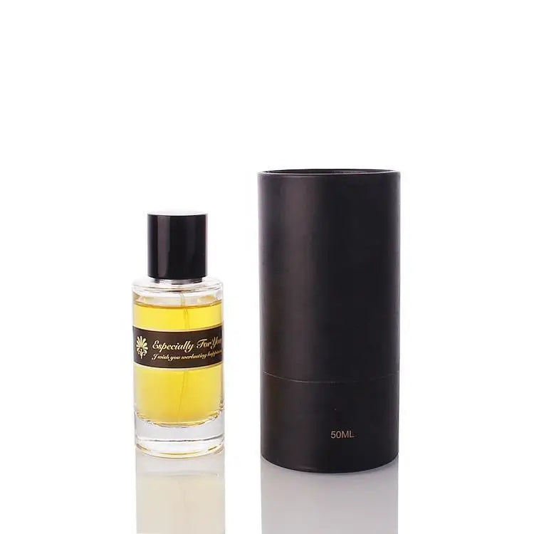 Luxury Custom 30 50 100 ml Cylinder Clear Spray Glass 50ml Perfume Bottle with Box Packaging