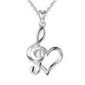 Merryshine S925 Sterling Silver Music Musical Note Heart Pendant Jewelry for Women