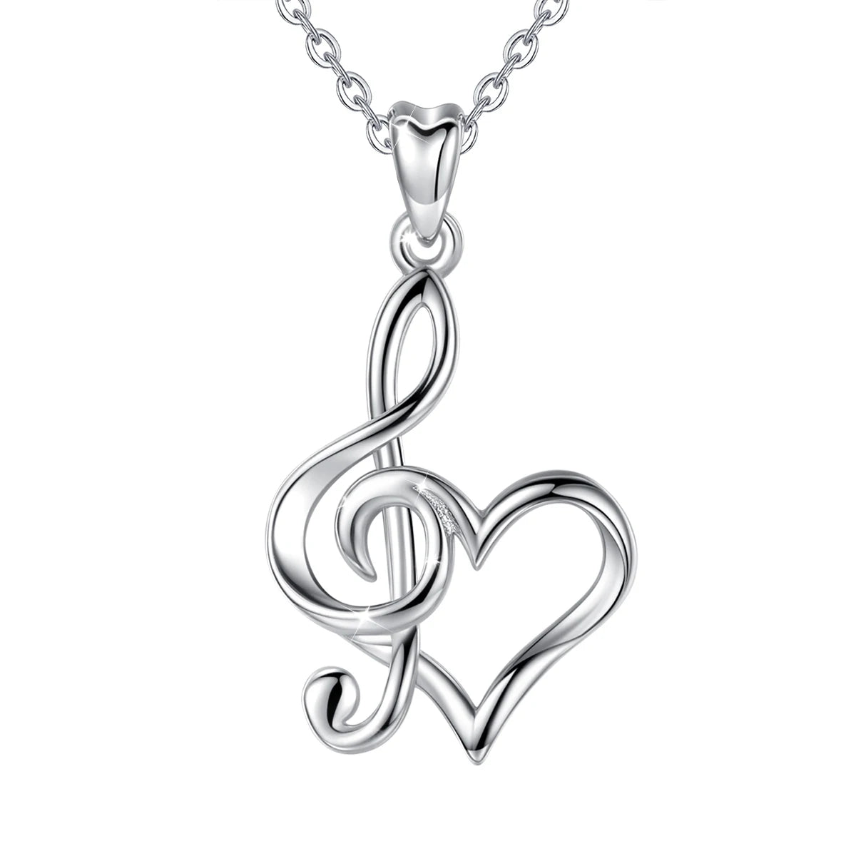 Merryshine S925 Sterling Silver Music Musical Note Heart Pendant Jewelry for Women