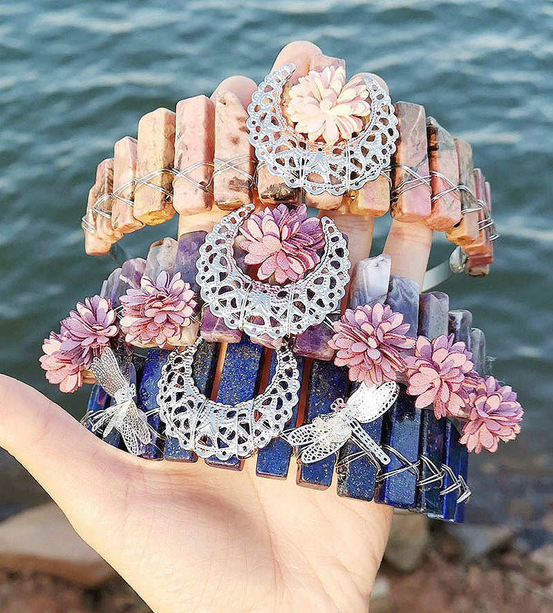 Wholesale Healing Crystal Aura Gemstone Hair Accessory Natural Crystal Tiara for Hair Styling