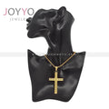 Gold Religious Round Tube Cross Pendant Simple Grooved Tyre Stainless Steel Cross Jewelry 24K Plating Faith Hope Jewelry