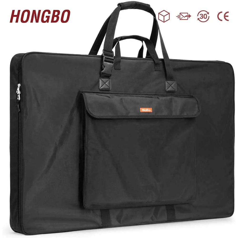 Waterproof Nylon Art Portfolio Bag Strap Soft Sided Storage Artwork Sketch Drawing Poster-for School Documents Made Leather