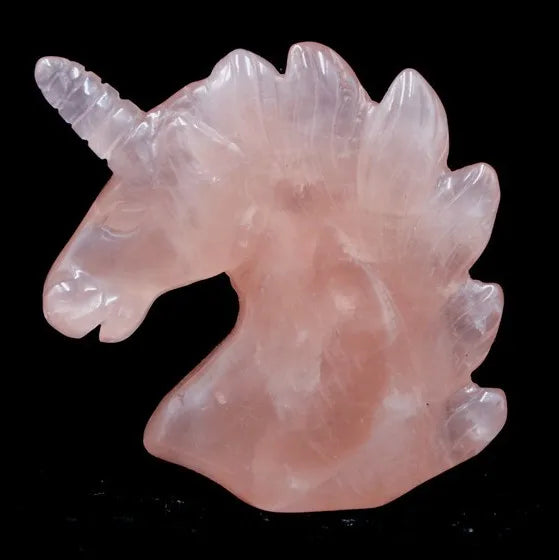 Huiying Natural Gemstone 50*50*20mm Polished Rose Quartz Unicorn Carved Crystal Unicorn for Gift