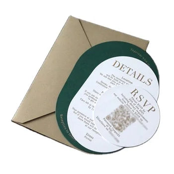 Custom Luxury Green Wedding Invitation Cards Save the Date Card Gold Foiling Printing With Envelope