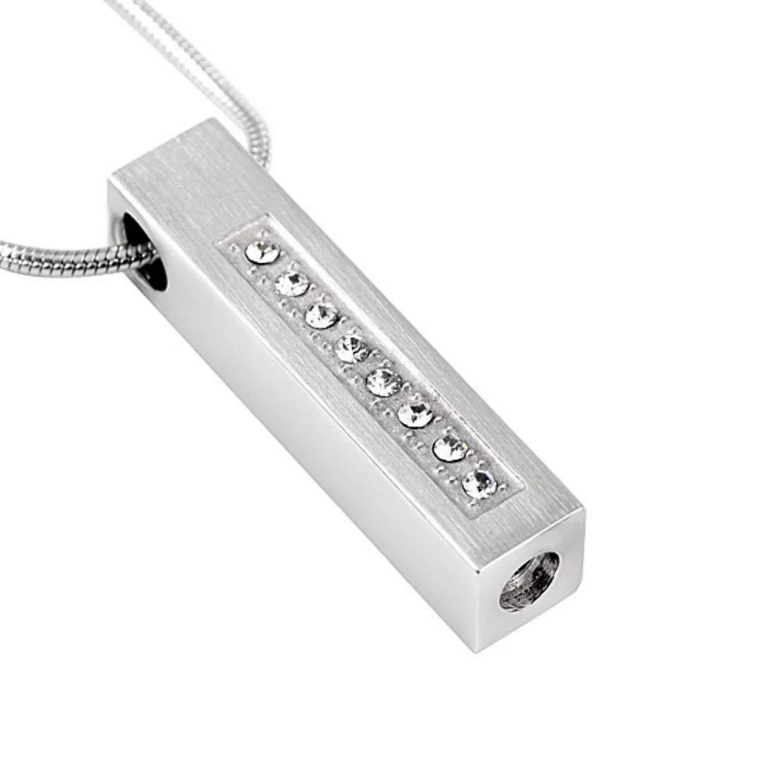 Stainless Steel Silver Plated Children's Religious Cylinder Urn Necklace Ash Holder Memorial Pendant Crystal Cremation Jewelry