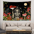 Customs Mushroom Skeleton Psychedelic Tapestry Sun Hippie Flower Cool Wall Tapestry Bedroom Aesthetics Living Room Dining Room